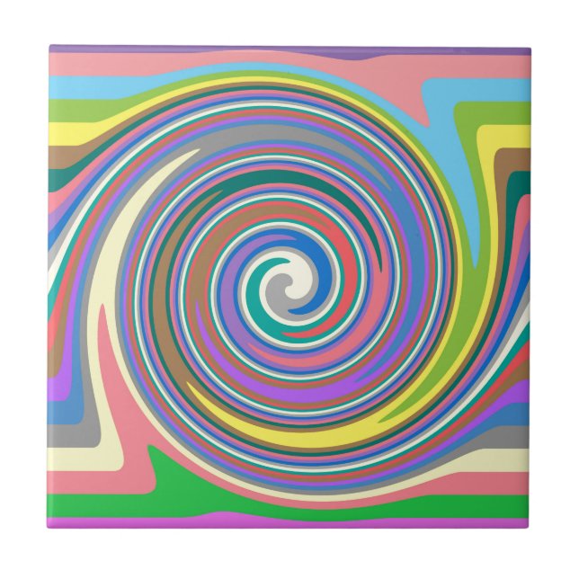 Colourful rainbow swirl pattern tile (Front)