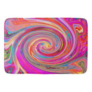Colourful Rainbow Swirl Retro Abstract Design Bath Mat
