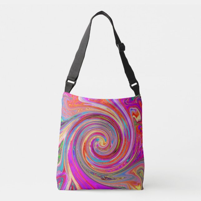 Colourful Rainbow Swirl Retro Abstract Design Crossbody Bag (Front)