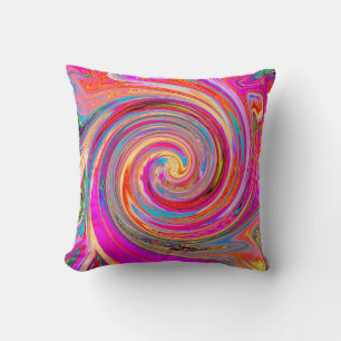 Colourful Rainbow Swirl Retro Abstract Design Cushion