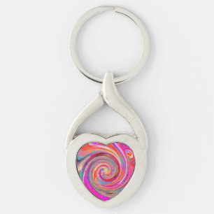 Colourful Rainbow Swirl Retro Abstract Design Key Ring