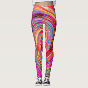 Colourful Rainbow Swirl Retro Abstract Design Leggings