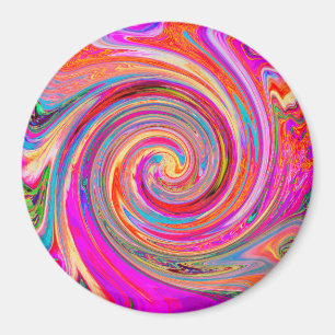 Colourful Rainbow Swirl Retro Abstract Design Magnet