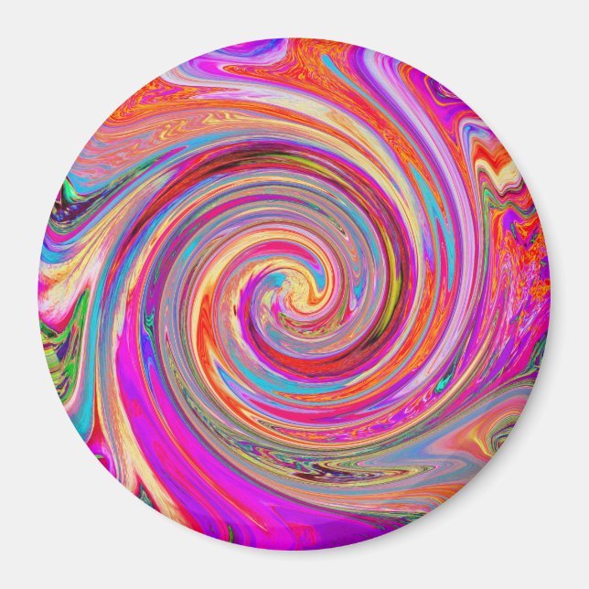 Colourful Rainbow Swirl Retro Abstract Design Magnet (Front)