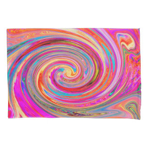 Colourful Rainbow Swirl Retro Abstract Design Pillowcase