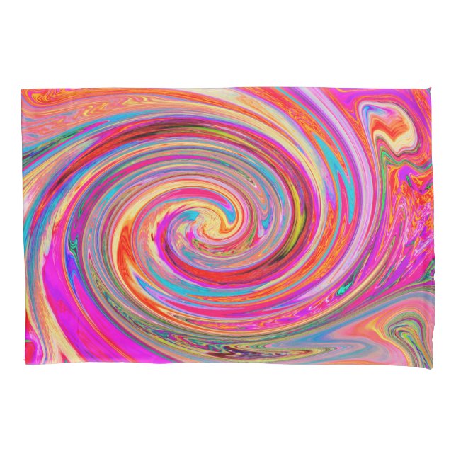 Colourful Rainbow Swirl Retro Abstract Design Pillowcase (Front)