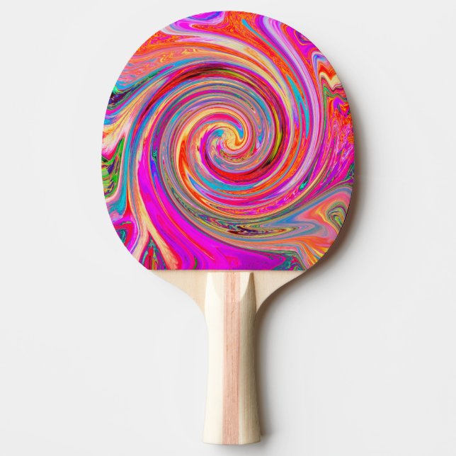 Colourful Rainbow Swirl Retro Abstract Design Ping Pong Paddle (Front)