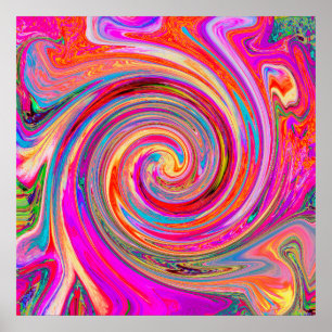 Colourful Rainbow Swirl Retro Abstract Design Poster