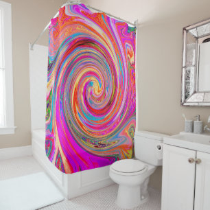 Colourful Rainbow Swirl Retro Abstract Design Shower Curtain