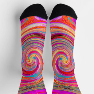 Colourful Rainbow Swirl Retro Abstract Design Socks