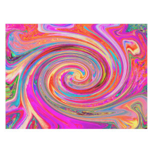 Colourful Rainbow Swirl Retro Abstract Design Tablecloth