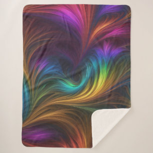 Colourful Rainbow Swirl Sherpa Blanket