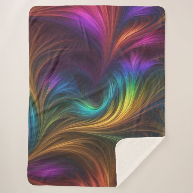 Colourful Rainbow Swirl Sherpa Blanket (Front)