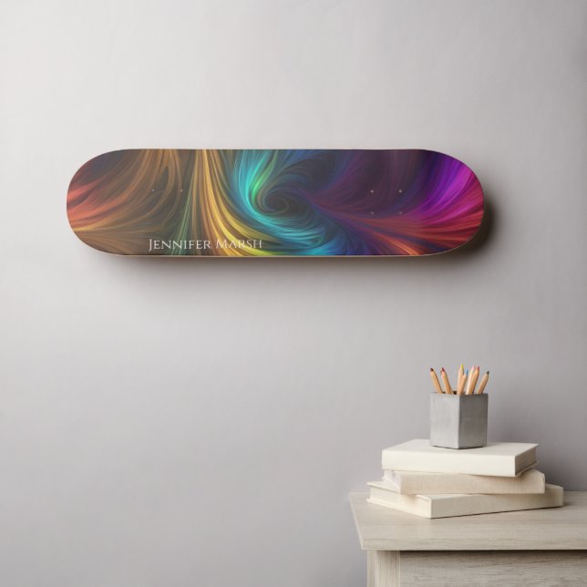 Colourful Rainbow Swirl Skateboard (Wall Art (Horz))