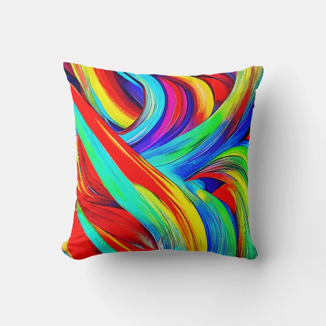 Colourful Rainbow Swirls 1108 Cushion (Front)