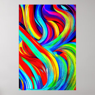 Colourful Rainbow Swirls 1108 Poster