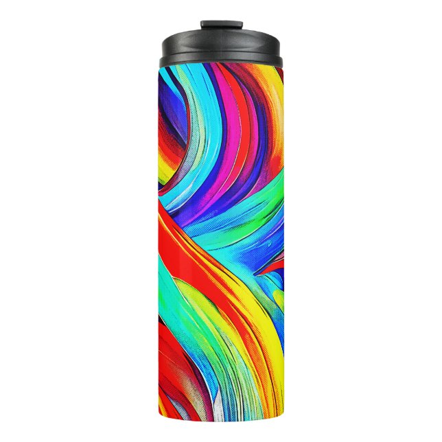 Colourful Rainbow Swirls 1108 Thermal Tumbler (Front)