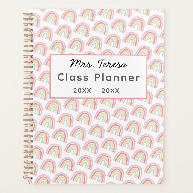 Colourful Rainbow Teacher Planner | Custom Gift (Front)