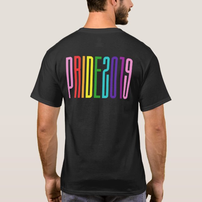 Colourful Rainbow Text LGBTQ Gay Pride 2019 T-Shirt (Back)