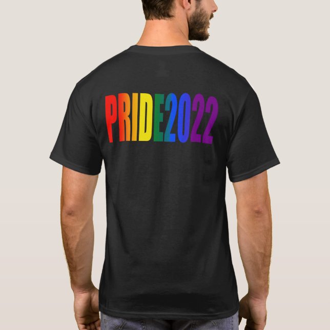 Colourful Rainbow Text LGBTQ Gay Pride 2022 T-Shir T-Shirt (Back)
