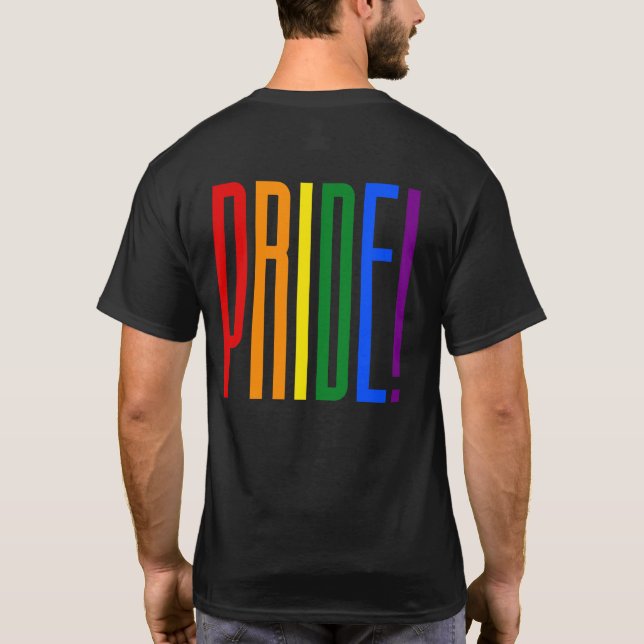 Colourful Rainbow Text LGBTQ Gay Pride LGBT T-Shirt (Back)