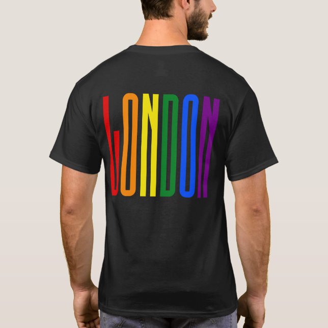 Colourful Rainbow Text LGBTQ London Gay Pride LGBT T-Shirt (Back)