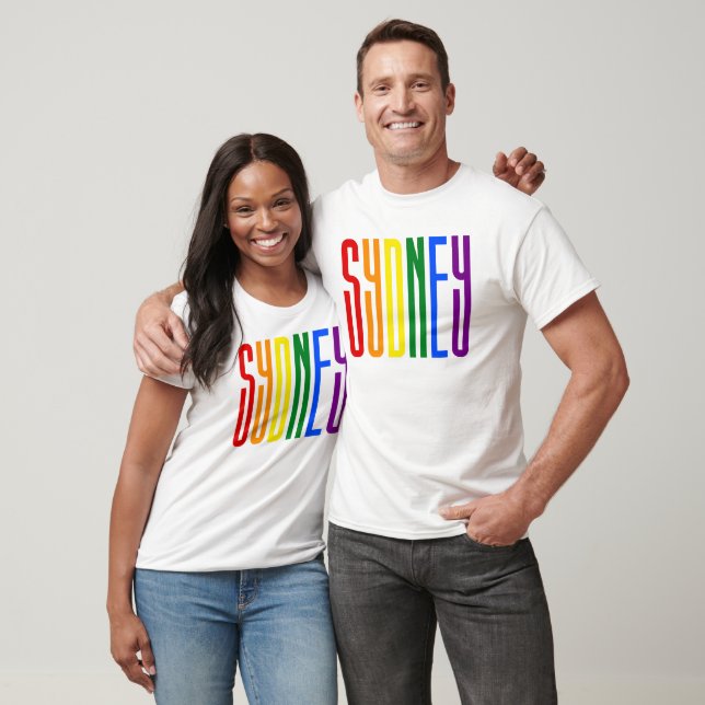 Colourful Rainbow Text LGBTQ Sydney Gay Pride LGBT T-Shirt (Unisex)