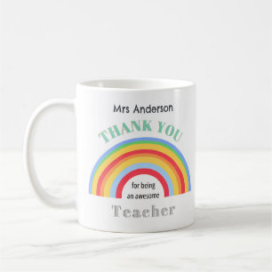Colourful Rainbow Thank You Teacher Appreciation Coffee Mug