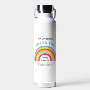 Colourful Rainbow Thank You Teacher Appreciation Water Bottle