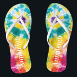 Colourful Rainbow Tie Dye Custom Name Vacation Flip Flops<br><div class="desc">Colourful Rainbow Tie Dye Custom Name flip flops you can easily add a name,  to make a unique one of a kind gift for your best friend or the rest of the family before heading off to your next tropical destination.</div>