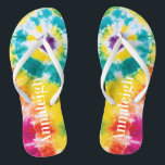Colourful Rainbow Tie Dye Custom Name Vacation Flip Flops<br><div class="desc">Colourful Rainbow Tie Dye Custom Name flip flops you can easily add a name,  to make a unique one of a kind gift for your best friend or the rest of the family before heading off to your next tropical destination.</div>
