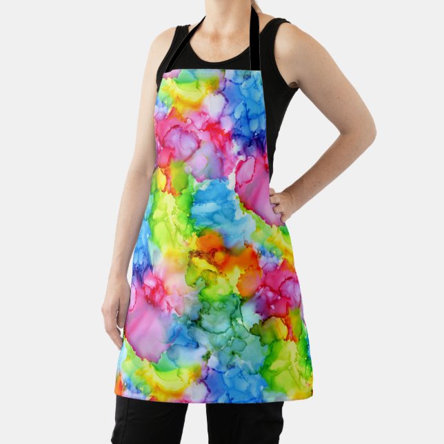Colourful Rainbow Tie Dye Ink Apron (Insitu)