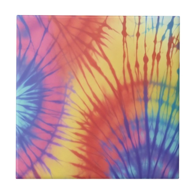 Colourful Rainbow Tie Dye Tile (Front)