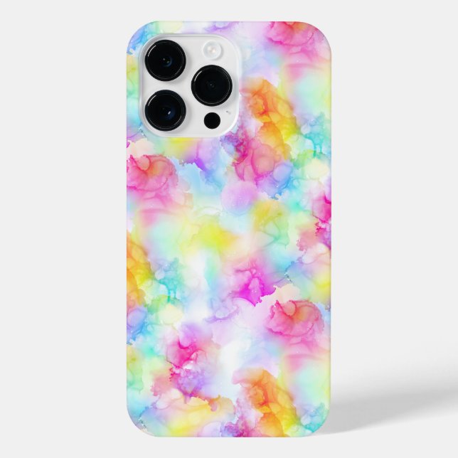 Colourful Rainbow Tie Dye Watercolor Ink iPhone Case (Back)