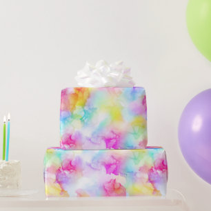 Colourful Rainbow Tie Dye Watercolor Ink Wrapping Paper