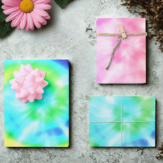 Colourful Rainbow Tie Dye Wrapping Paper Sheets