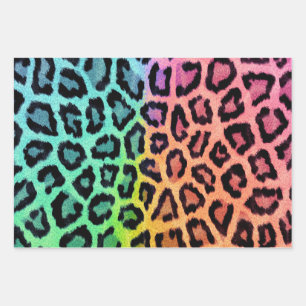 Colourful Rainbow Tinted Leopard Print Spots Wrapp Wrapping Paper Sheet