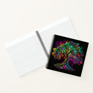 Colourful Rainbow Tree Fireflies Modern Artwork   Notebook