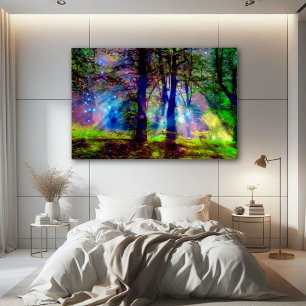 Colourful Rainbow Trees Enchanted Forest Poster