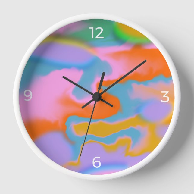 colourful rainbow trendy cute Wall Clock (Front)