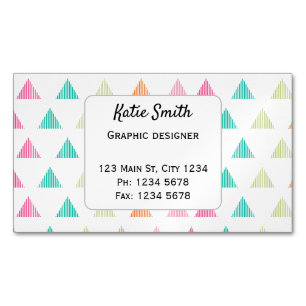 Colourful rainbow triangle graphic design retro Magnetic business card