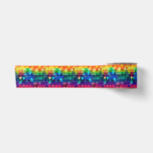 Colourful Rainbow Triangle Repeating Shape Pattern Satin Ribbon