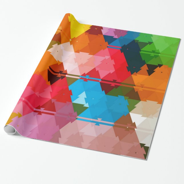 Colourful Rainbow Tribal Wrapping Paper (Unrolled)