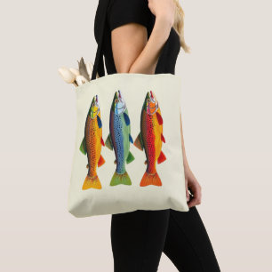 Colourful Rainbow Trout Fisherman Fashion Tote Bag