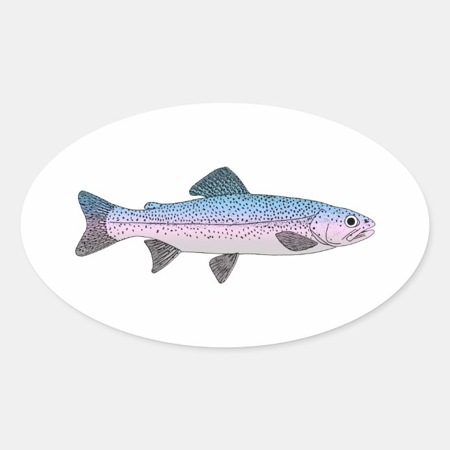 Colourful Rainbow Trout Oval Sticker (Front)