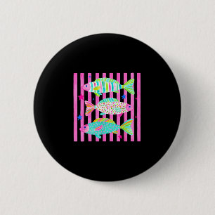Colourful rainbow trout preppy summer lake life 6 cm round badge