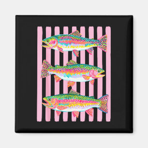 Colourful rainbow trout preppy summer lake life magnet