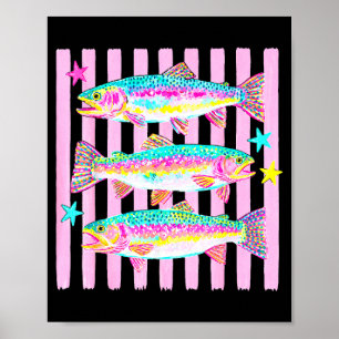 Colourful rainbow trout preppy summer lake life poster
