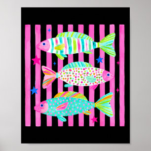 Colourful rainbow trout preppy summer lake life poster