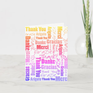 Colourful Rainbow Typography Multilingual Thank Yo Thank You Card